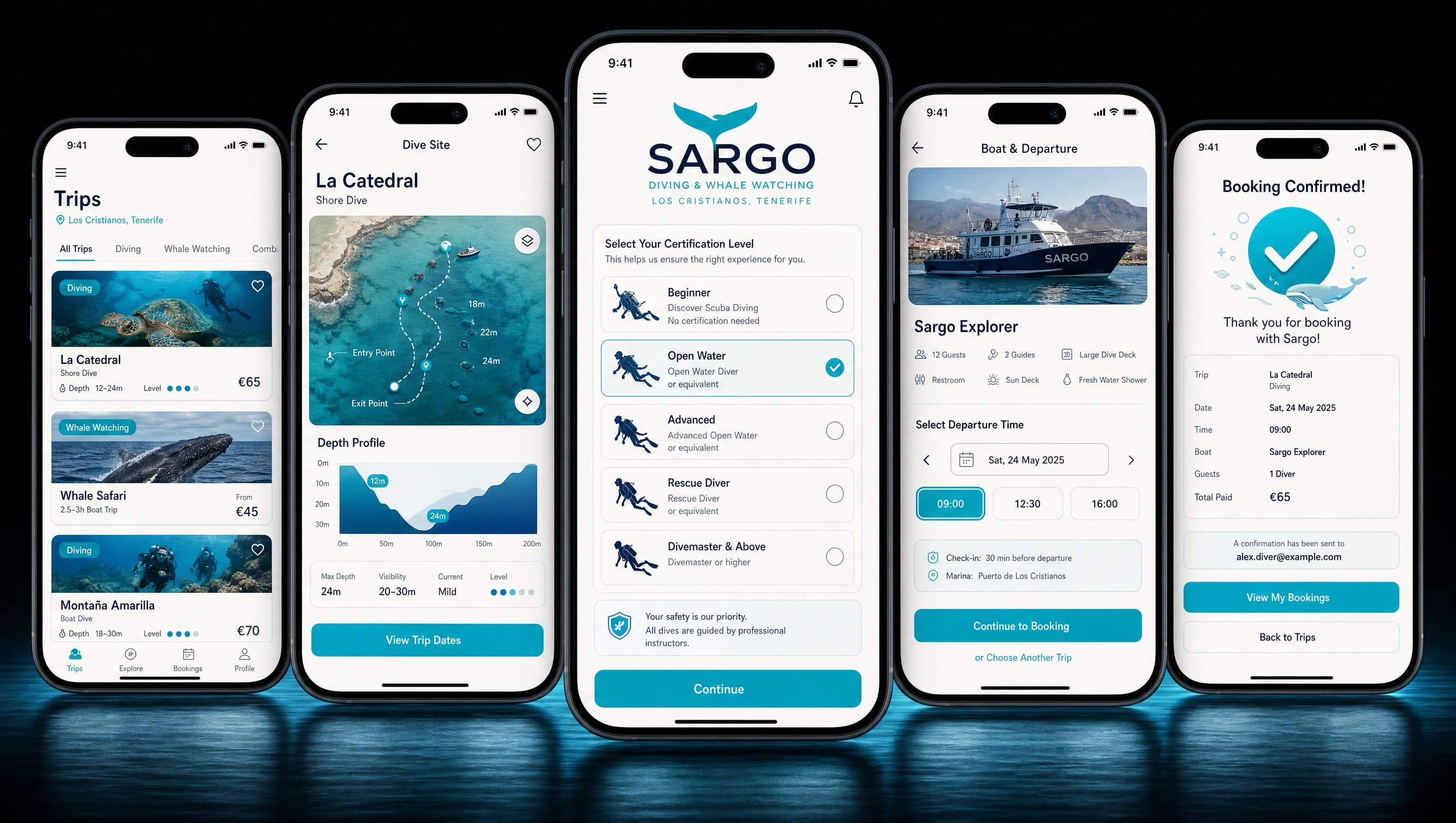 Sargo — Pantallas de la app